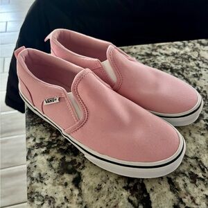Vans Kids Size:3 Pink Canvas Slip-On Sneakers Asher vans